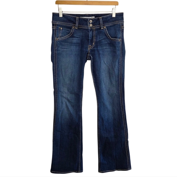 Hudson | Dark Wash Boot Cut Low Rise Jeans Size 30 Button Flap Back Pockets - Picture 1 of 6